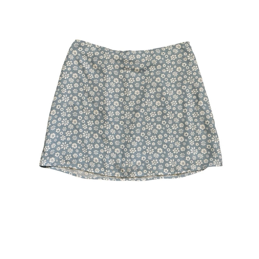 Hollister Skirt Baby‎ Blue Floral Size Large Mini Beach Skater Surf Y2K